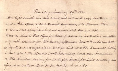 29 January 1880 journal entry